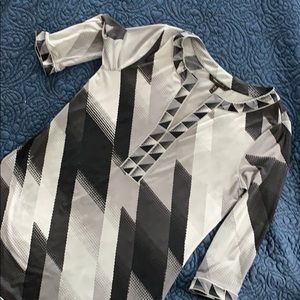 Black, Gray, White BCBGMAXAZRIA knee length dress